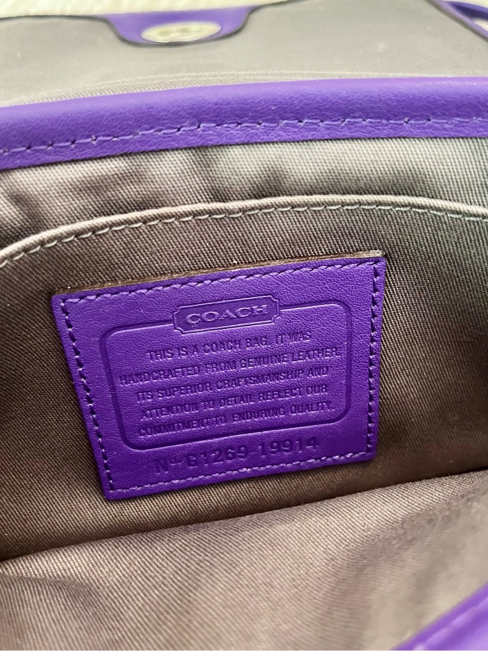 Coach Legacy Leather Penny Shoulder Crossbody Bag 19914 Ultraviolet Purple - Picture 3 of 11